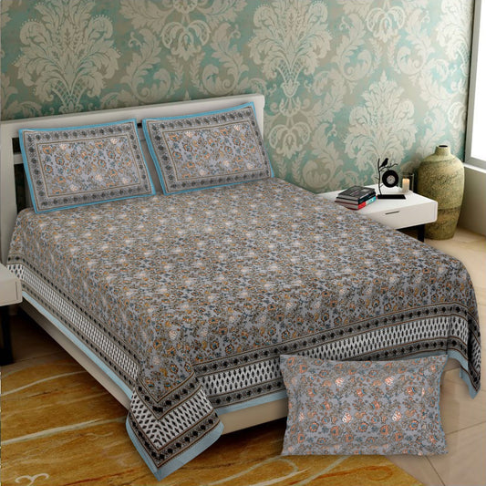 Cotton Jumbo Size 108"x108" Bedsheet With 2 Pillow Covers - JBNBJ110