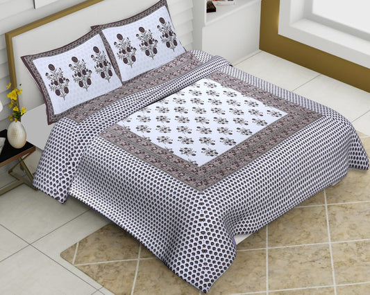Cotton Jumbo Size 108"x108" Bedsheet With 2 Pillow Covers - JBNBJ14