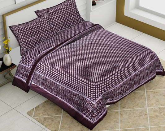 Cotton Jumbo Size 108"x108" Bedsheet With 2 Pillow Covers - JBNBJ51