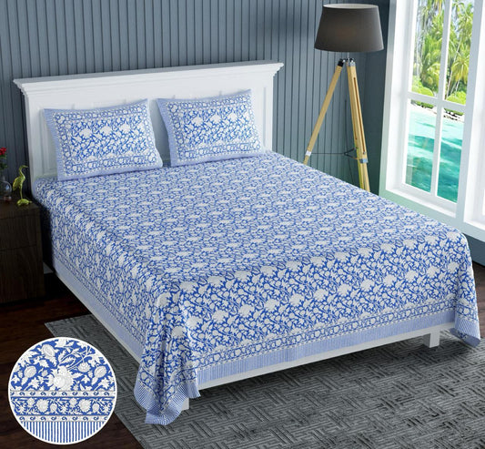 Cotton Jumbo Size 108"x108" Bedsheet With 2 Pillow Covers - JBNBJ56