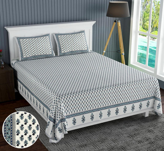 Cotton Jumbo Size 108"x108" Bedsheet With 2 Pillow Covers - JBNBJ58