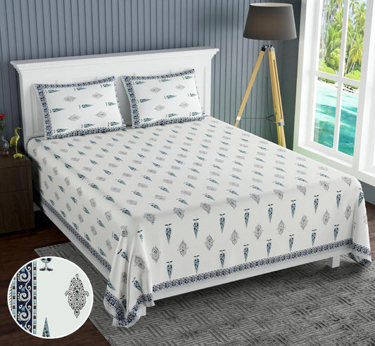 Cotton Jumbo Size 108"x108" Bedsheet With 2 Pillow Covers - JBNBJ59