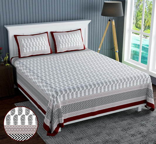 Cotton Jumbo Size 108"x108" Bedsheet With 2 Pillow Covers - JBNBJ61