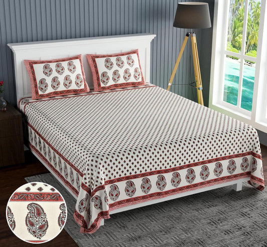 Cotton Jumbo Size 108"x108" Bedsheet With 2 Pillow Covers - JBNBJ62