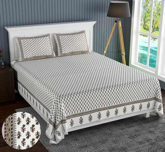 Cotton Jumbo Size 108"x108" Bedsheet With 2 Pillow Covers - JBNBJ70