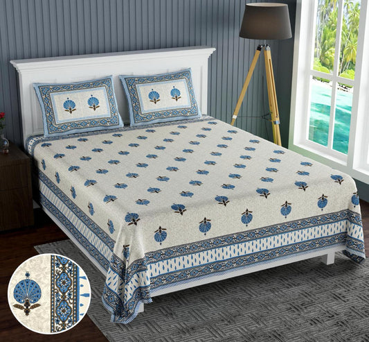 Cotton Jumbo Size 108"x108" Bedsheet With 2 Pillow Covers - JBNBJ72