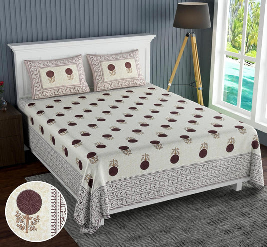 Cotton Jumbo Size 108"x108" Bedsheet With 2 Pillow Covers - JBNBJ73