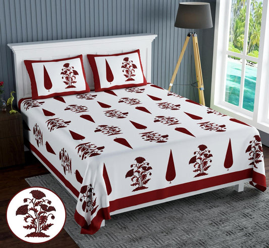 Cotton Jumbo Size 108"x108" Bedsheet With 2 Pillow Covers - JBNBJ74