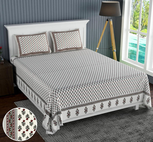 Cotton Jumbo Size 108"x108" Bedsheet With 2 Pillow Covers - JBNBJ75