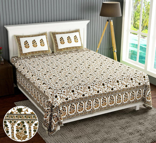 Cotton Jumbo Size 108"x108" Bedsheet With 2 Pillow Covers - JBNBJ78