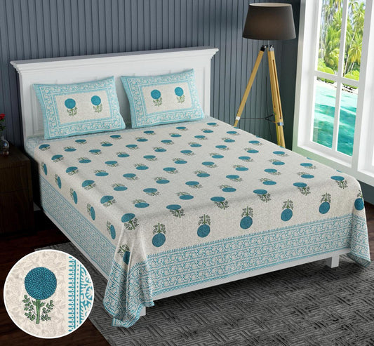 Cotton Jumbo Size 108"x108" Bedsheet With 2 Pillow Covers - JBNBJ81