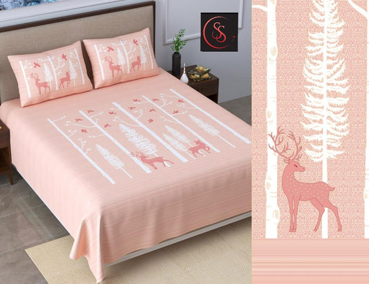 Cotton Jumbo Size 108"x108" Bedsheet With 2 Pillow Covers - JBNBJ89