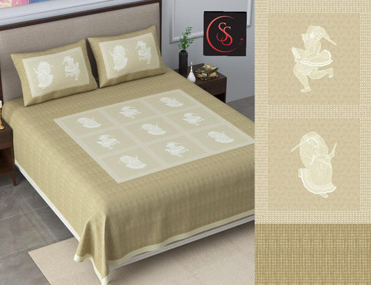 Cotton Jumbo Size 108"x108" Bedsheet With 2 Pillow Covers - JBNBJ93