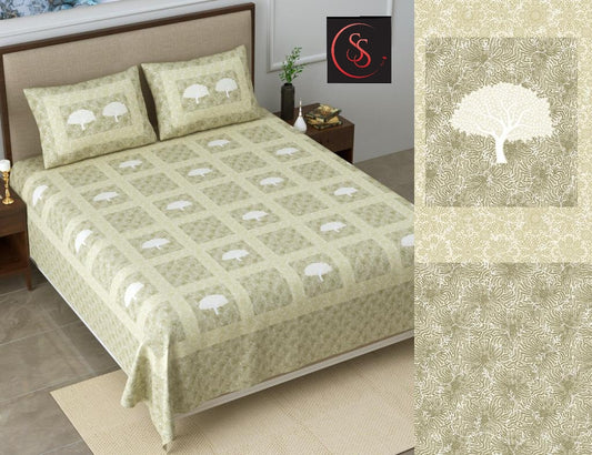 Cotton Jumbo Size 108"x108" Bedsheet With 2 Pillow Covers - JBNBJ95