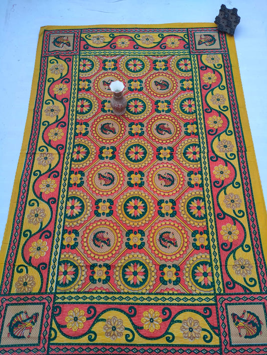 Katha Work Sanganeri Single Bedsheet 64"x90" Without Pillow Covers - JBNBSWP53