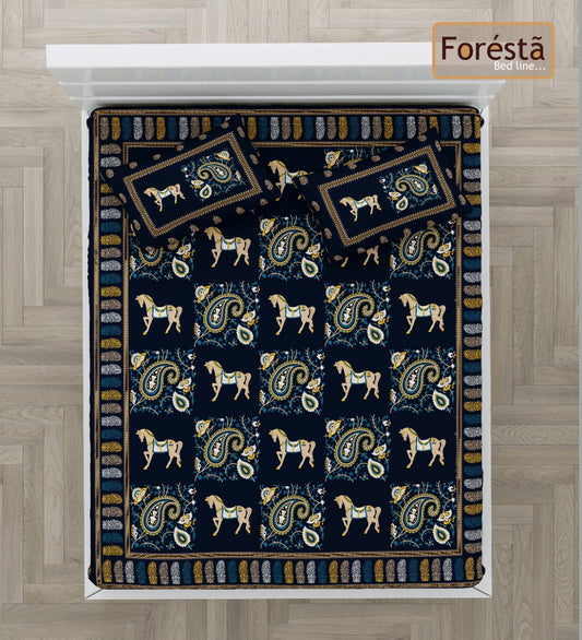 100% Pure Cotton King Size Double Bedsheet With 2 Pillow Covers ( 100 X 108 Inches ) - JBNBK30