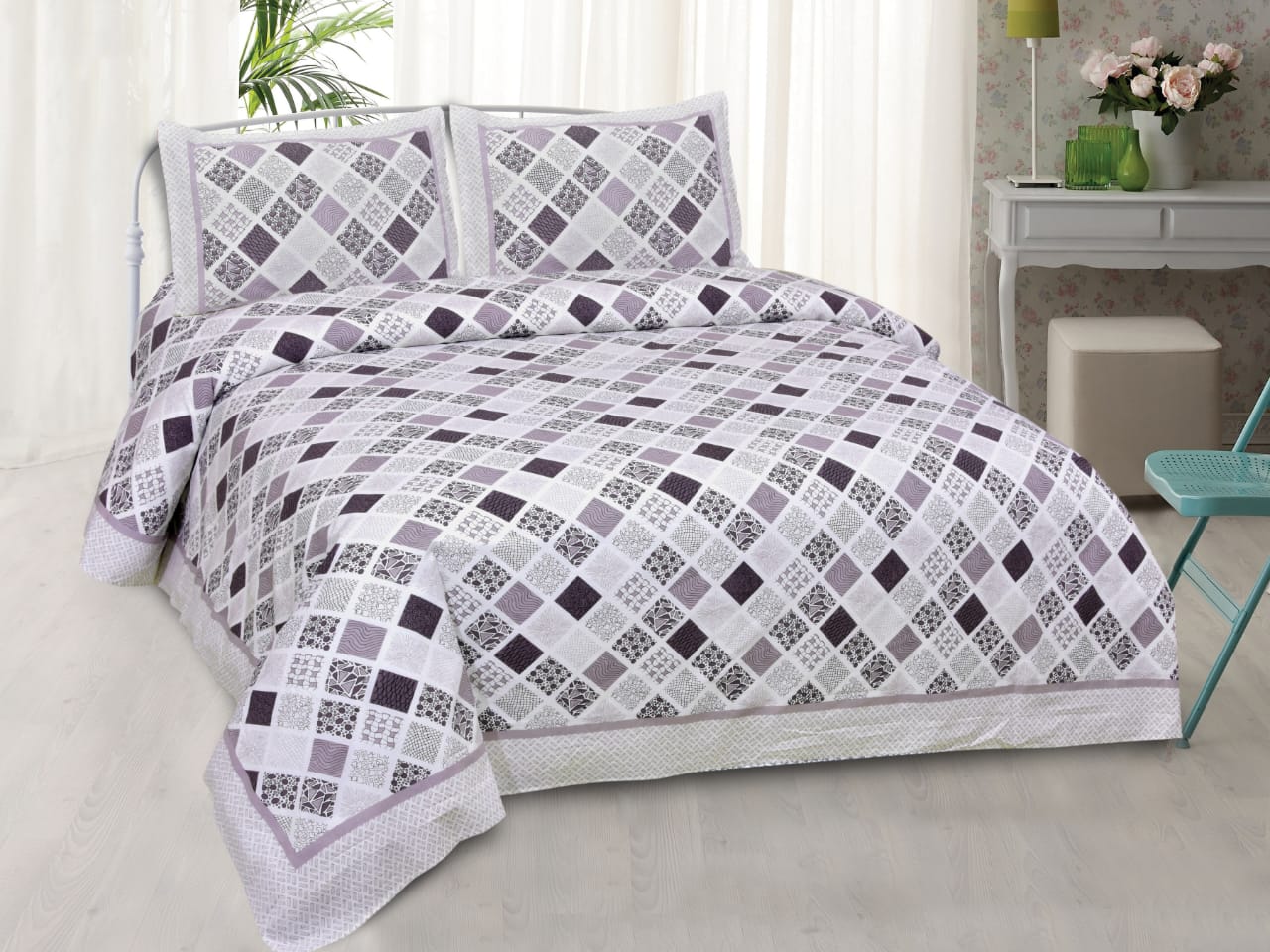 100% Pure Cotton King Size Double Bedsheet With 2 Pillow Covers ( 100 X 108 Inches ) - JBNBK54