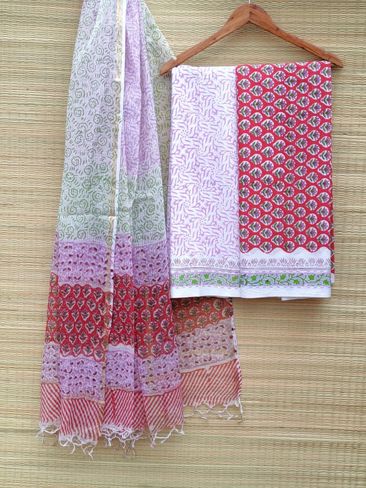 Kota Doriya Dupatta With Cotton Top-Bottom Salwar Suit Set - JBKD89