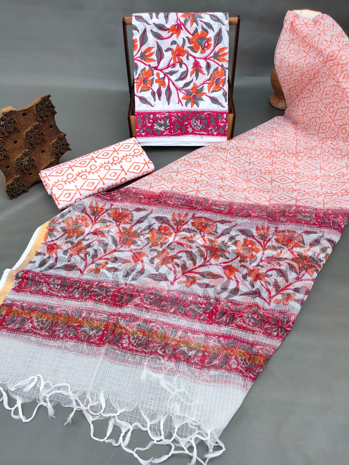 Kota Silk Dupatta With Cotton Top-Bottom Salwar Suit Set - JBKD144