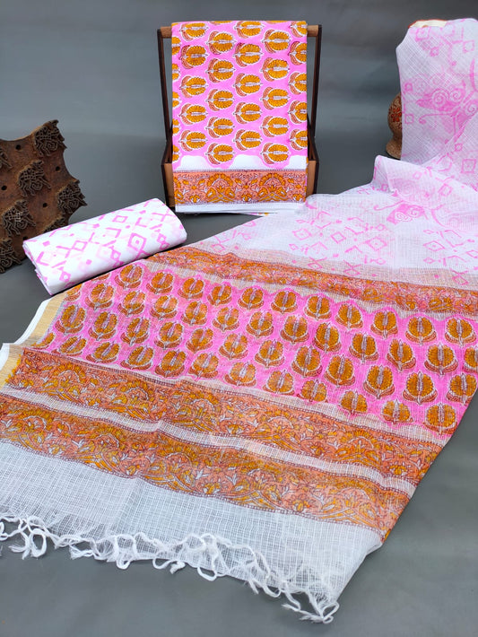 Kota Silk Dupatta With Cotton Top-Bottom Salwar Suit Set - JBKD162