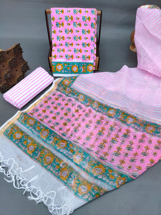 Kota Silk Dupatta With Cotton Top-Bottom Salwar Suit Set - JBKD168