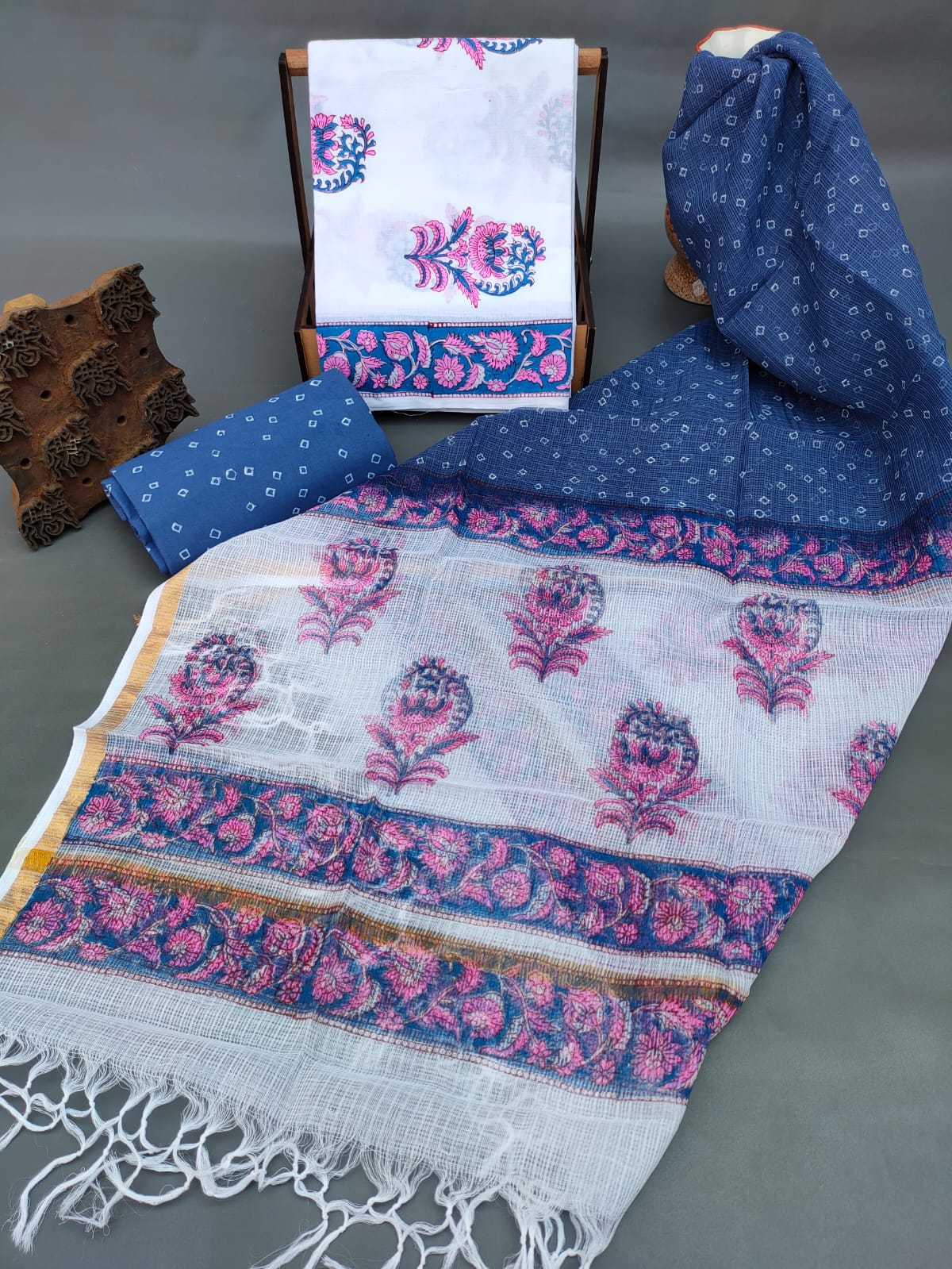 Kota Silk Dupatta With Cotton Top-Bottom Salwar Suit Set - JBKD186