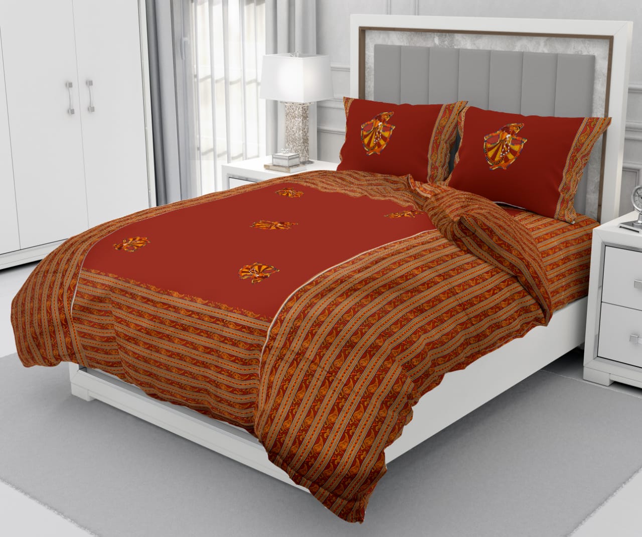 Patchwork Queen Size 90"x108" Cotton Bedsheet With 2 Pillow Covers - JBNBQP6