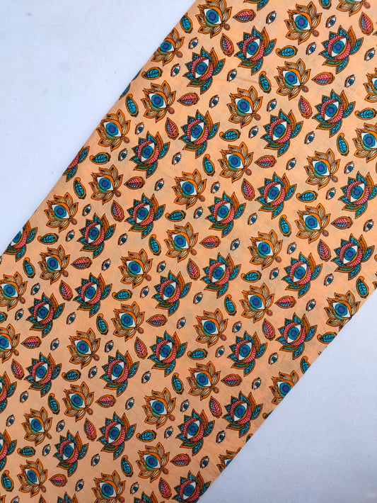 Sanganeri Hand Block Printed Pure Cotton Fabric In Running Length - JBRS577