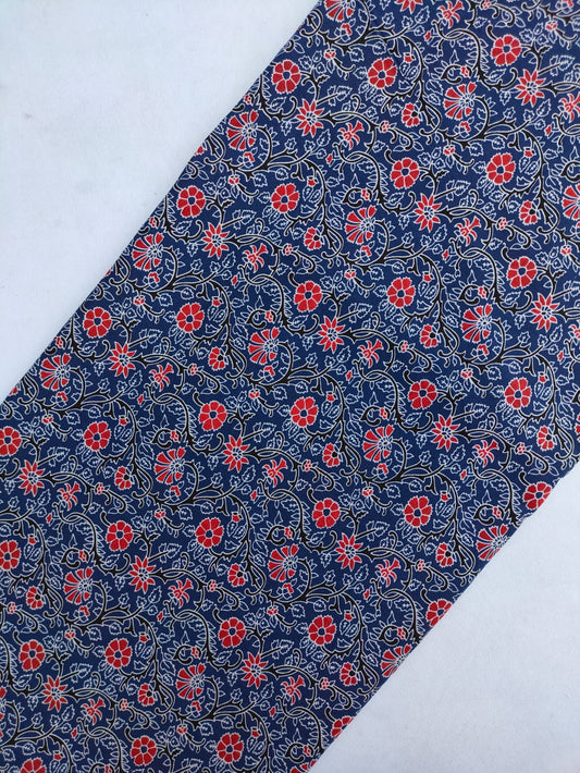 Sanganeri Hand Block Printed Pure Cotton Fabric In Running Length - JBRS578