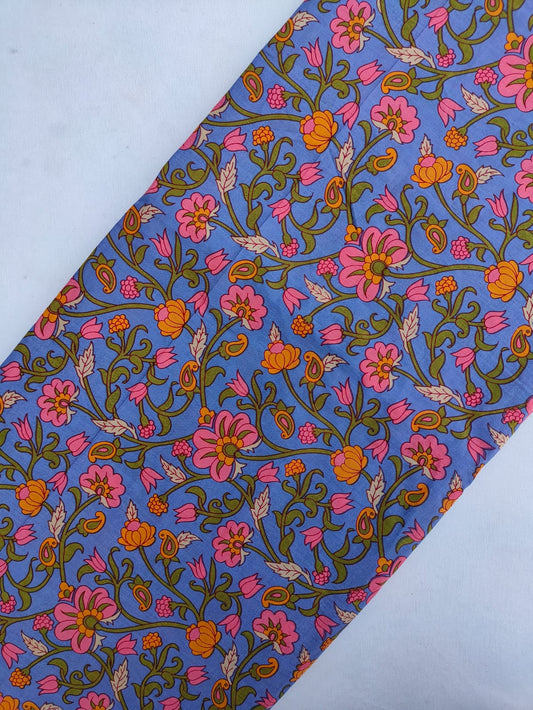 Sanganeri Hand Block Printed Pure Cotton Fabric In Running Length - JBRS583