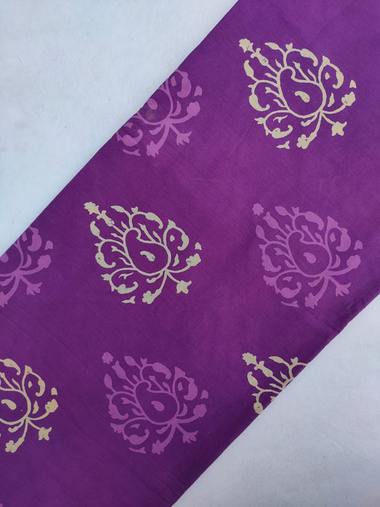 Sanganeri Hand Block Printed Pure Cotton Fabric In Running Length - JBRS590