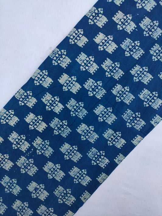 Sanganeri Hand Block Printed Pure Cotton Fabric In Running Length - JBRS594