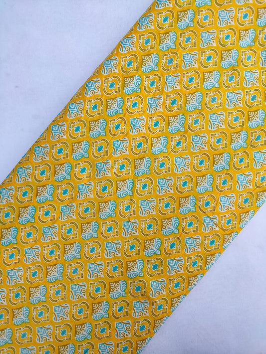 Sanganeri Hand Block Printed Pure Cotton Fabric In Running Length - JBRS609