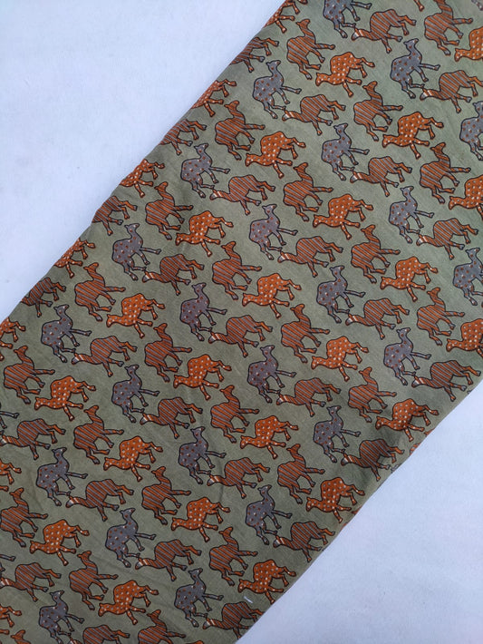 Sanganeri Hand Block Printed Pure Cotton Fabric In Running Length - JBRS610