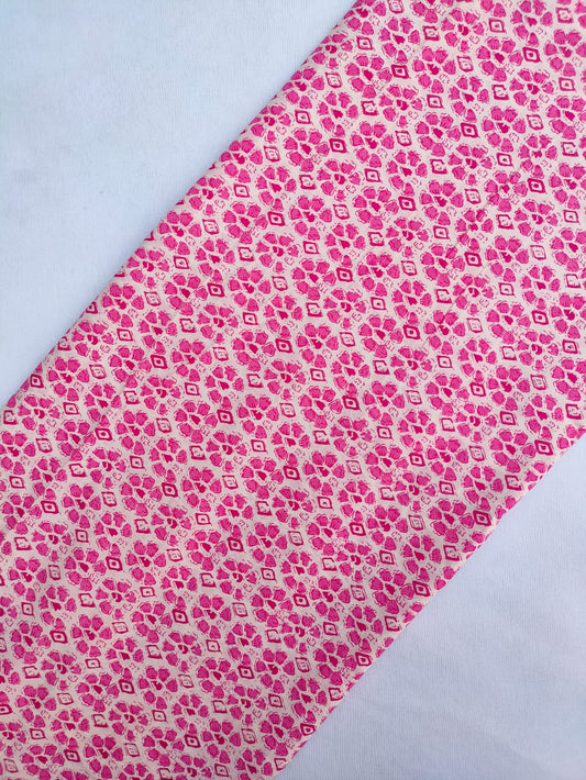 Sanganeri Hand Block Printed Pure Cotton Fabric In Running Length - JBRS618