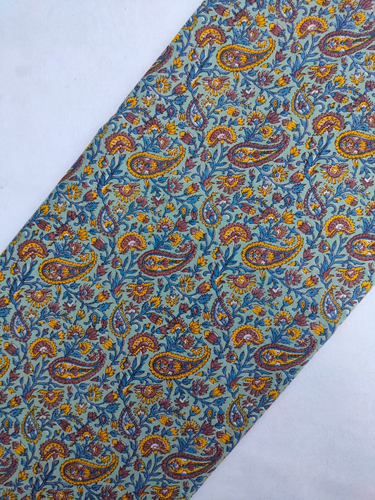 Sanganeri Hand Block Printed Pure Cotton Fabric In Running Length - JBRS625