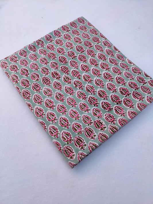 Small Buti Multicolor Hand Block Pure Cotton Fabric - JBRS640