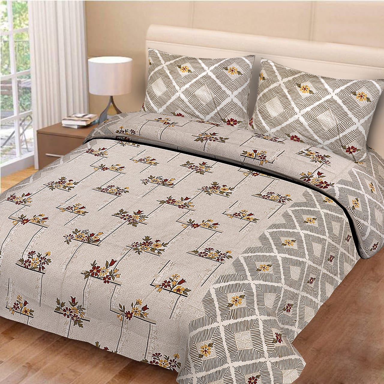 Queen Size ( 90"x108" ) Bedsheet With 2 Pillow Covers - JBNBQ18