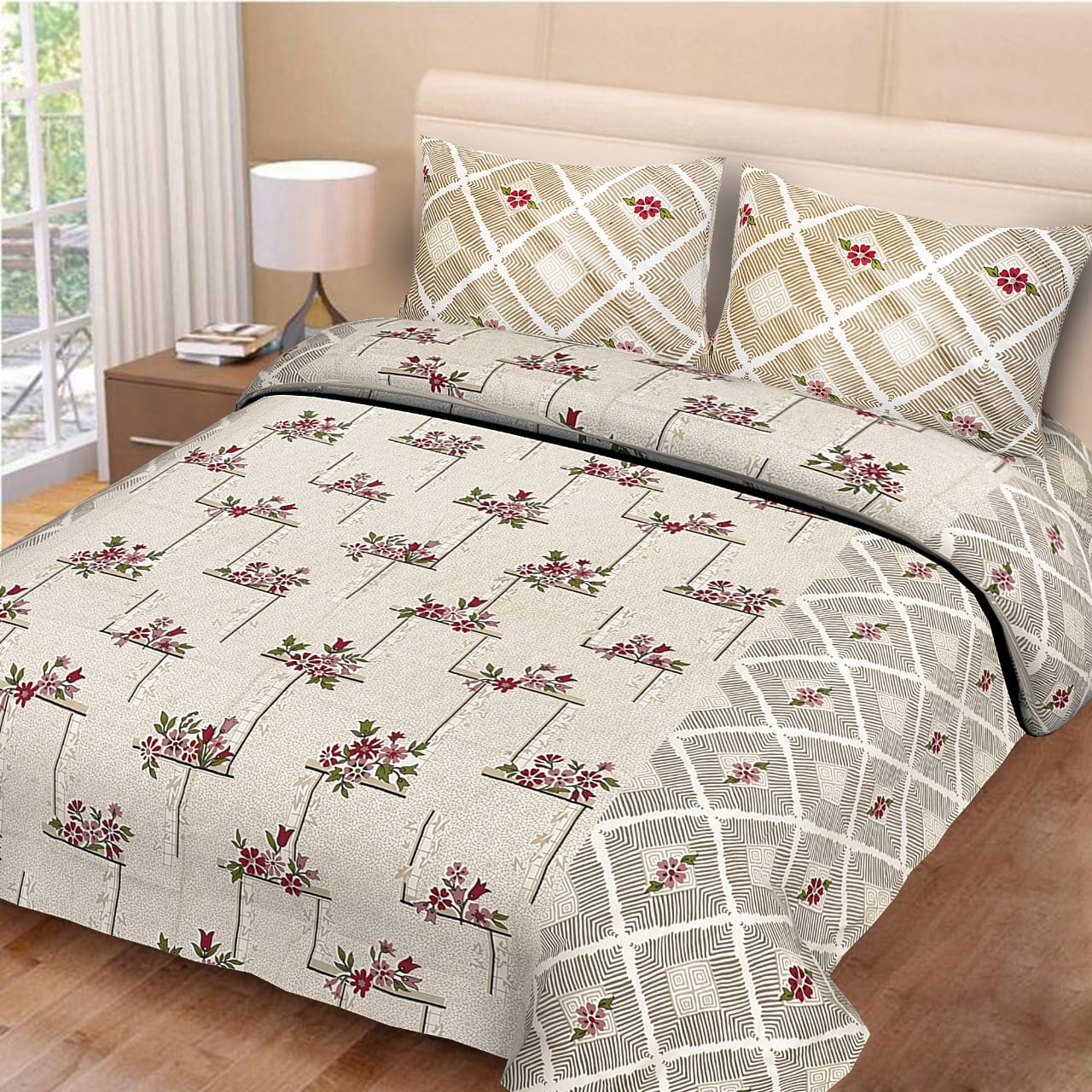 Queen Size ( 90"x108" ) Bedsheet With 2 Pillow Covers - JBNBQ20