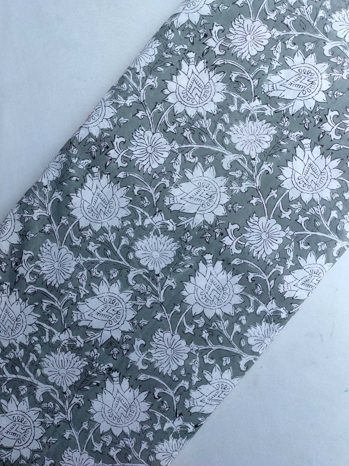 Sanganeri Hand Block Printed Pure Cotton Fabric In Running Length - JBRBK733