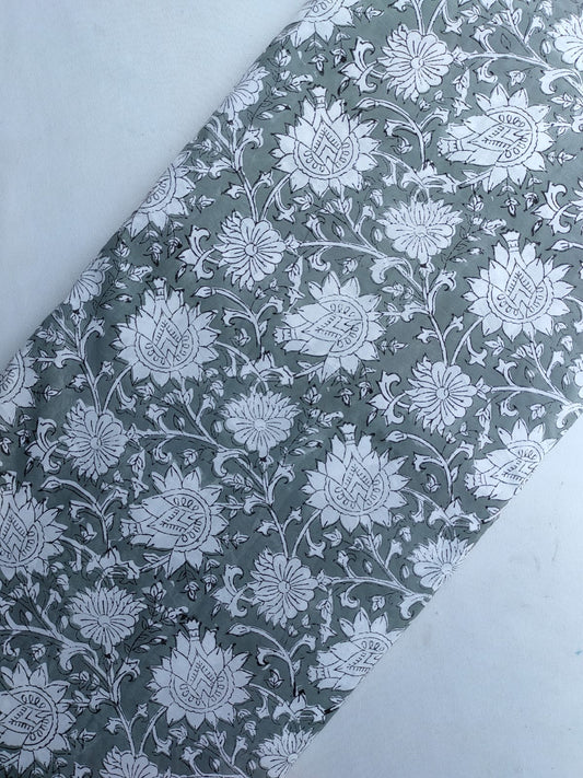 Sanganeri Hand Block Printed Pure Cotton Fabric In Running Length - JBRBK733