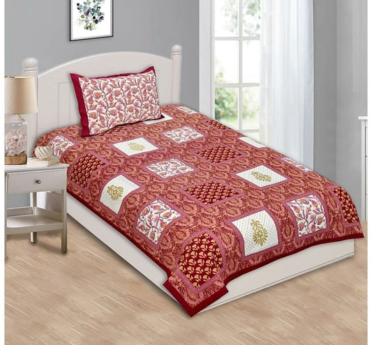 Single Bedsheet 64"x90" With 2 Pillow Covers - JBNBS19