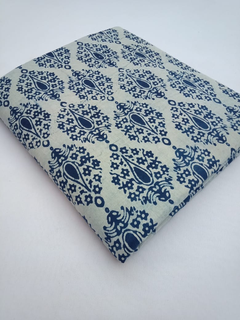 Hand Block Indigo Print Kurti Fabrics