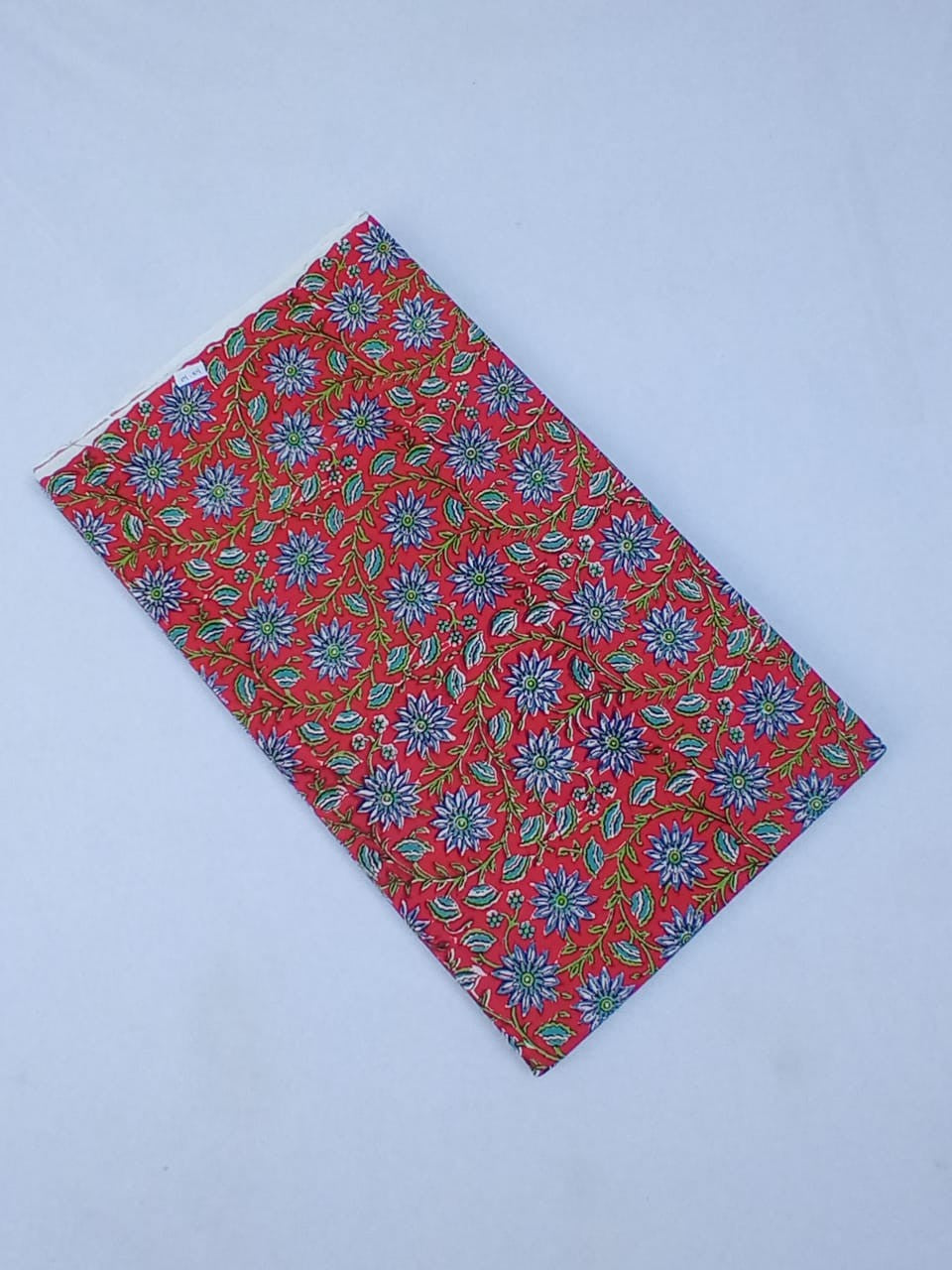 Red Floral Kalamkari Jaal Pure Cotton Hand Block Printed Fabric - JBR66