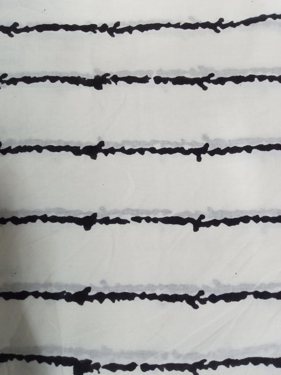 Black & White Hand Block Printed Unstitched Pure Cotton Suit with Chiffon Dupatta - JB81