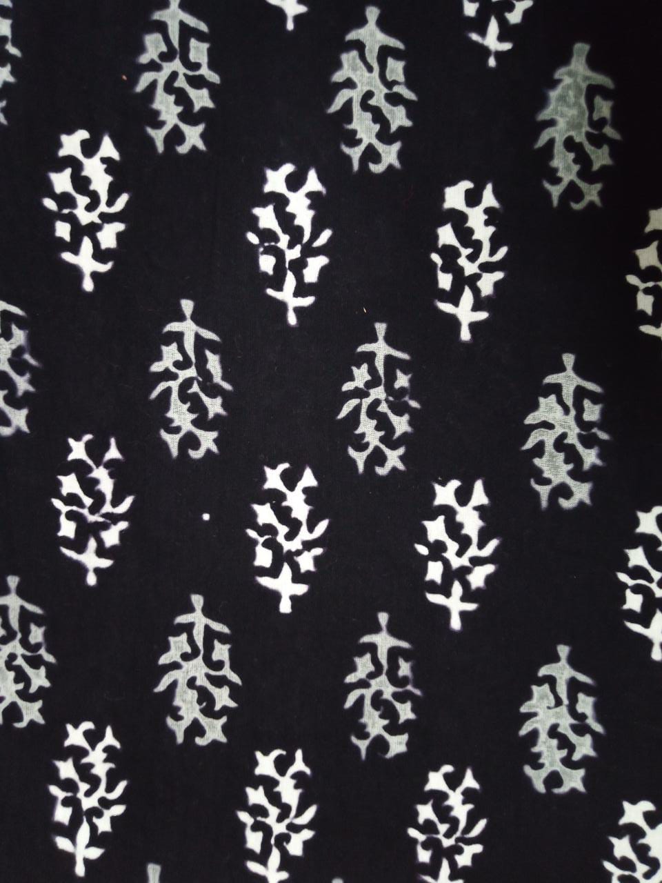 Black & White Hand Block Printed Unstitched Pure Cotton Suit with Chiffon Dupatta - JB76