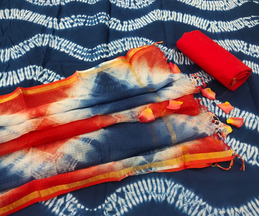 Hand Block Printed Cotton Salwar Suit with Kota Doriya Dupatta - JBXKD37
