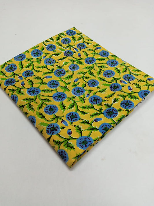 Floral Pattern Block Printed Cotton Fabric