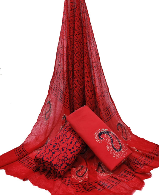 Cotton Salwar Suit set with chiffon dupatta