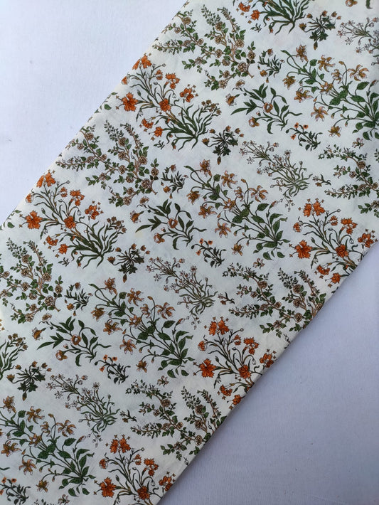 Jaipuri Hand Block Printed Pure Cotton Fabric In Running Length - JBRS537